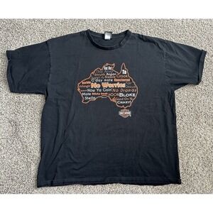 Harley Davidson Australia Black Map Greetings T-Shirt‎ Men's Size 2XL